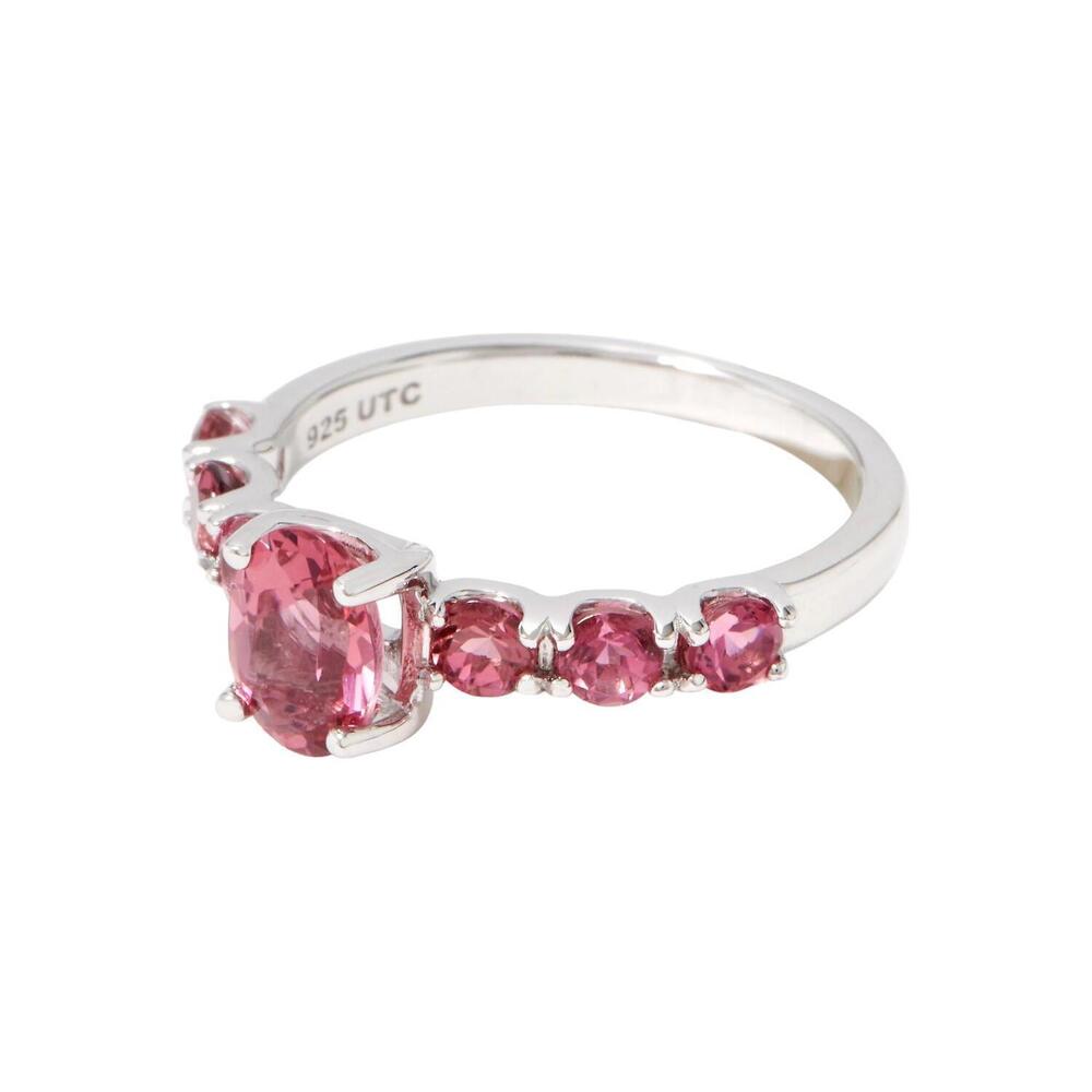 Generation Gems Oval Cut 7-Stone Ring Sterling Silver Pink Tourmaline